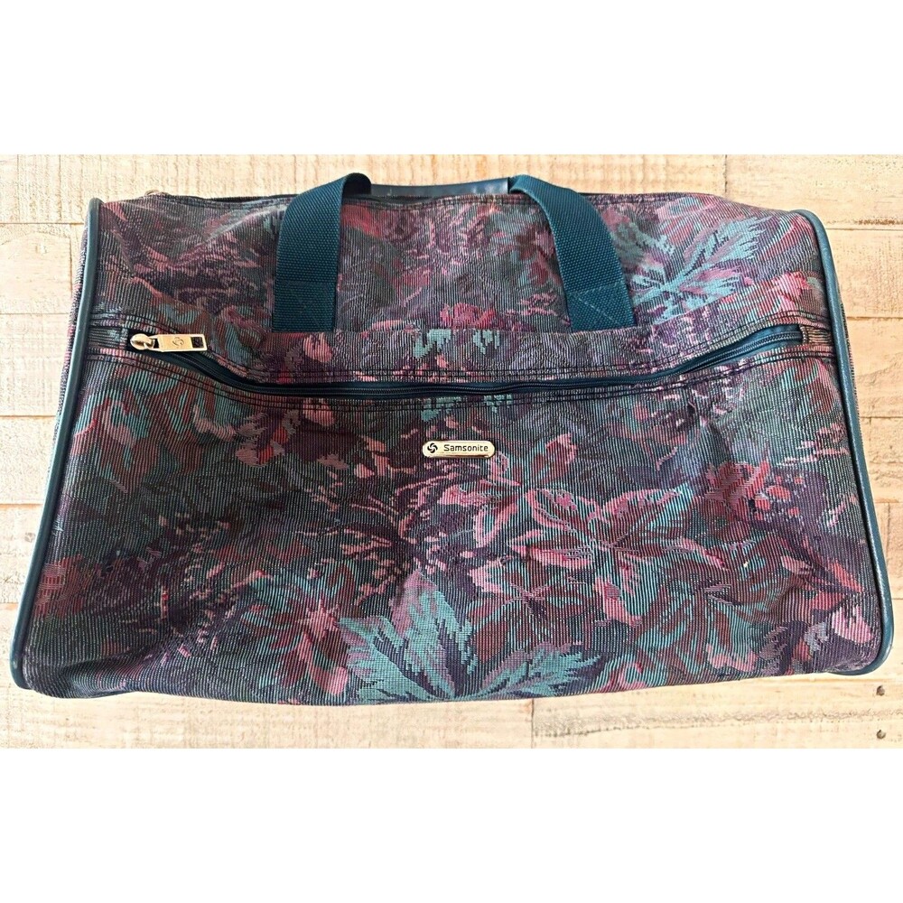 Vintage Samsonite Floral Tapestry Carry On Weekender Duffel Travel Bag